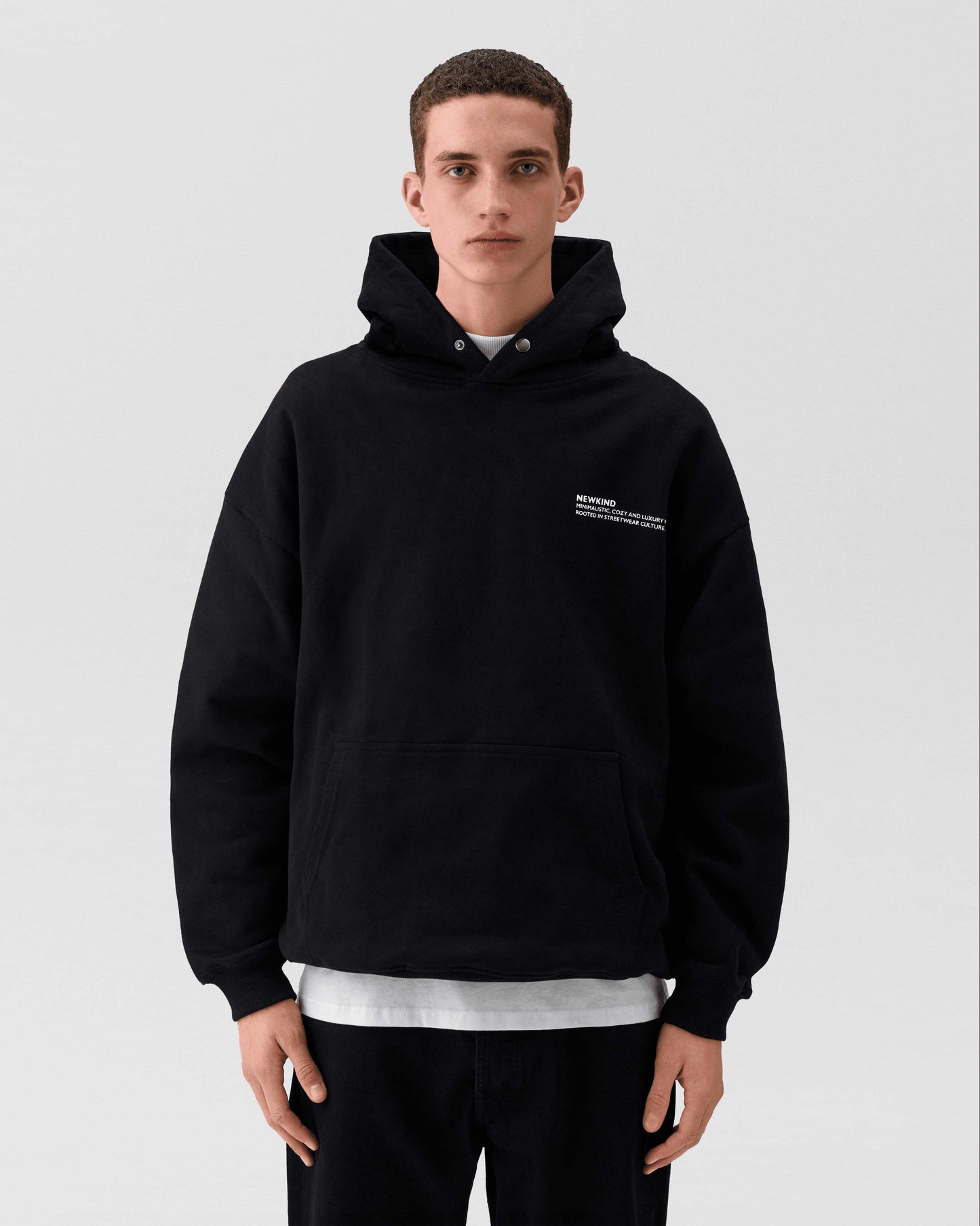 NEWKIND / Black hoodie, essential hoodie, hoodie, hoodies, hoodie for men, men's hoodie, graphic hoodies